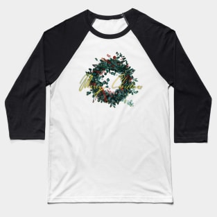 Jolly Christmas Outdoor Wreath Baseball T-Shirt